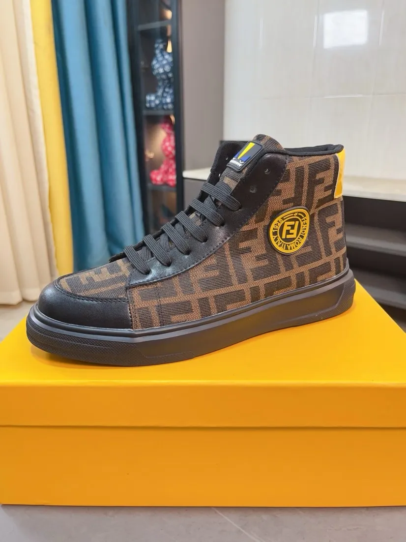 Men's shoes 💰440🌹🌹【fendi Fendi】: 🔝High-end brand of men's shoes: high-top series: official website 1:1 latest masterpiece: the upper is made of brand fabric with imported cowhide technology, ➕🐑made in sheepskin👍, making walking more convenient and comfortable, a stunning work, compared with the official quality, the beautiful 1:1 replica [color]! Create a fashionable personality to set off your uniqueness! A must-have for trendy men! 🔥Size: 38-44.